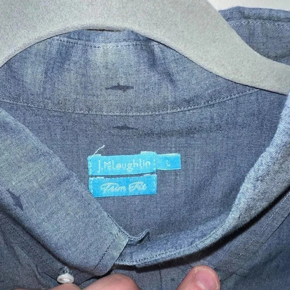 J. McLaughlin Men's Button Down Dolphin Print Gray Large Slim Fit Shirt - Picture 4 of 7